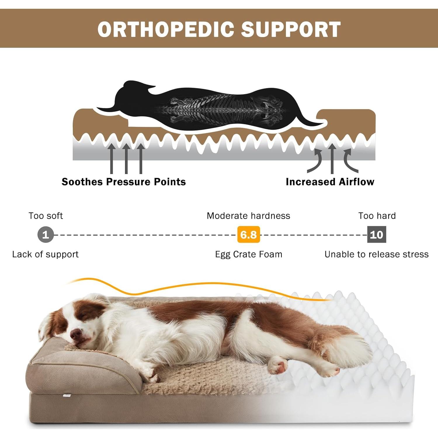 Cama ortopédica para perros INVENHO mediana impermeable 71x58 cm