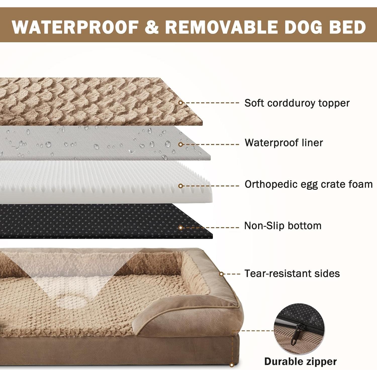 Cama ortopédica para perros INVENHO mediana impermeable 71x58 cm