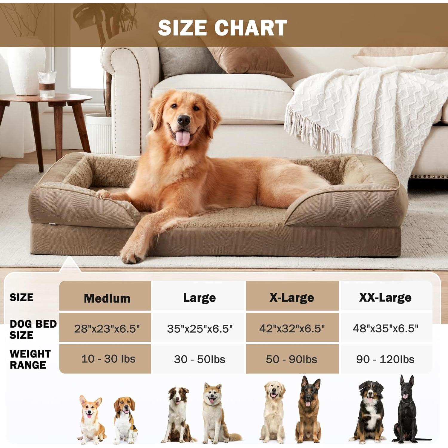 Cama ortopédica para perros INVENHO mediana impermeable 71x58 cm