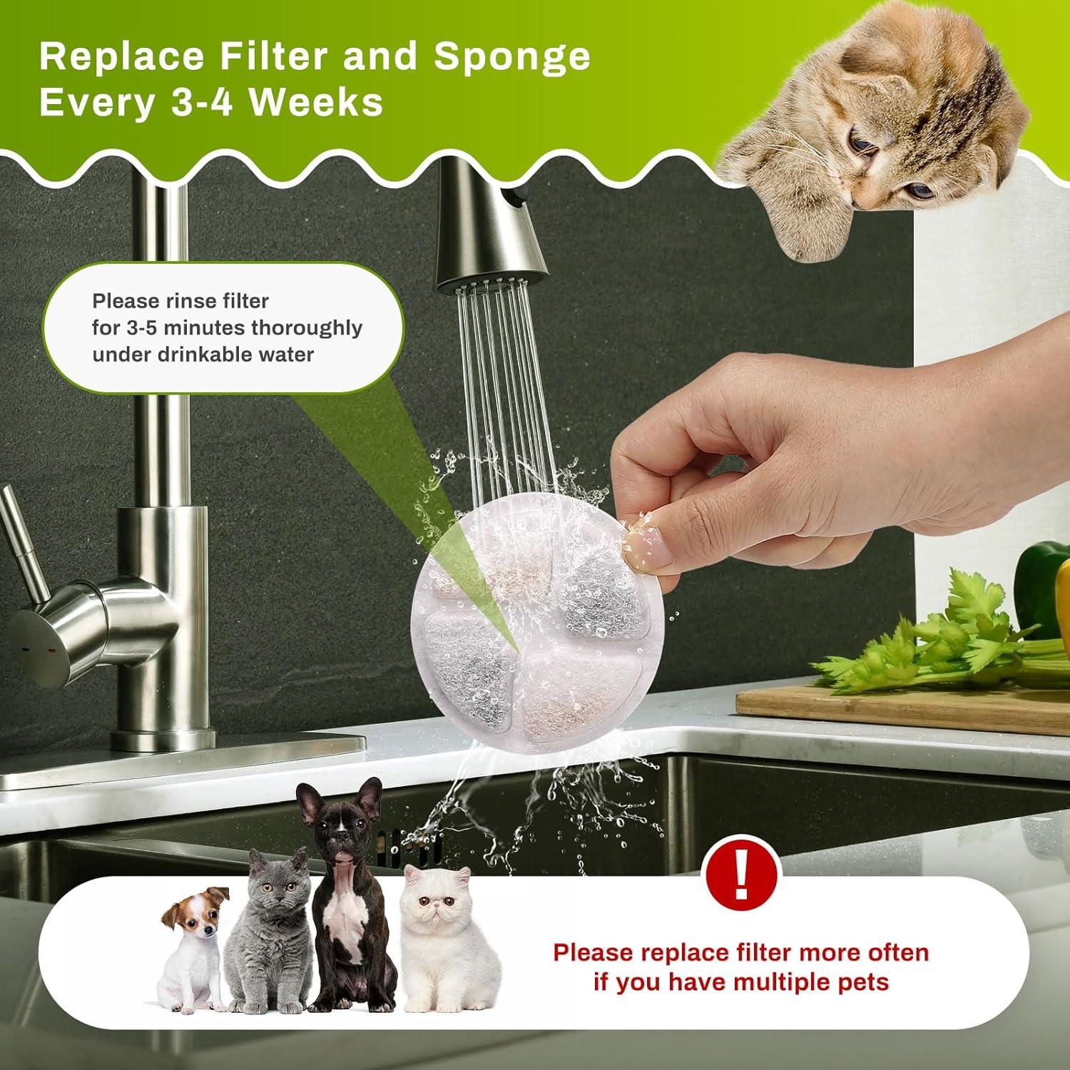 Filtros de Reemplazo ZEKIRY para Fuente de Agua 2L - 5 Piezas