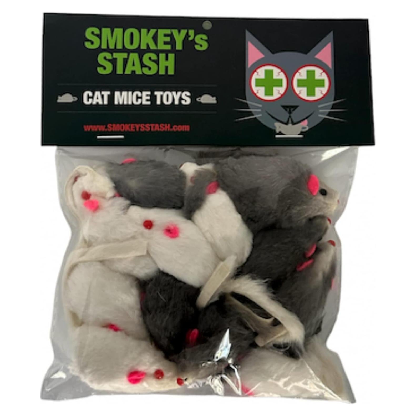 Juguete para Gato Smokey's Stash - 12 Ratones de Piel Realista