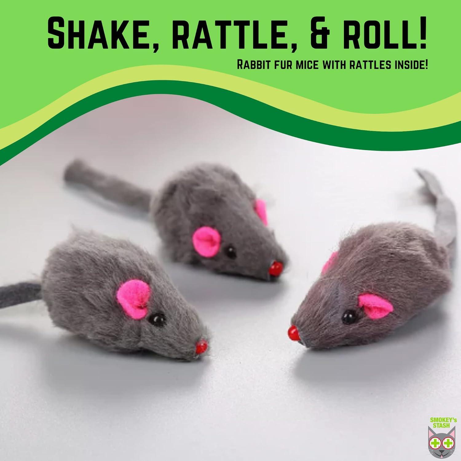 Juguete para Gato Smokey's Stash - 12 Ratones de Piel Realista