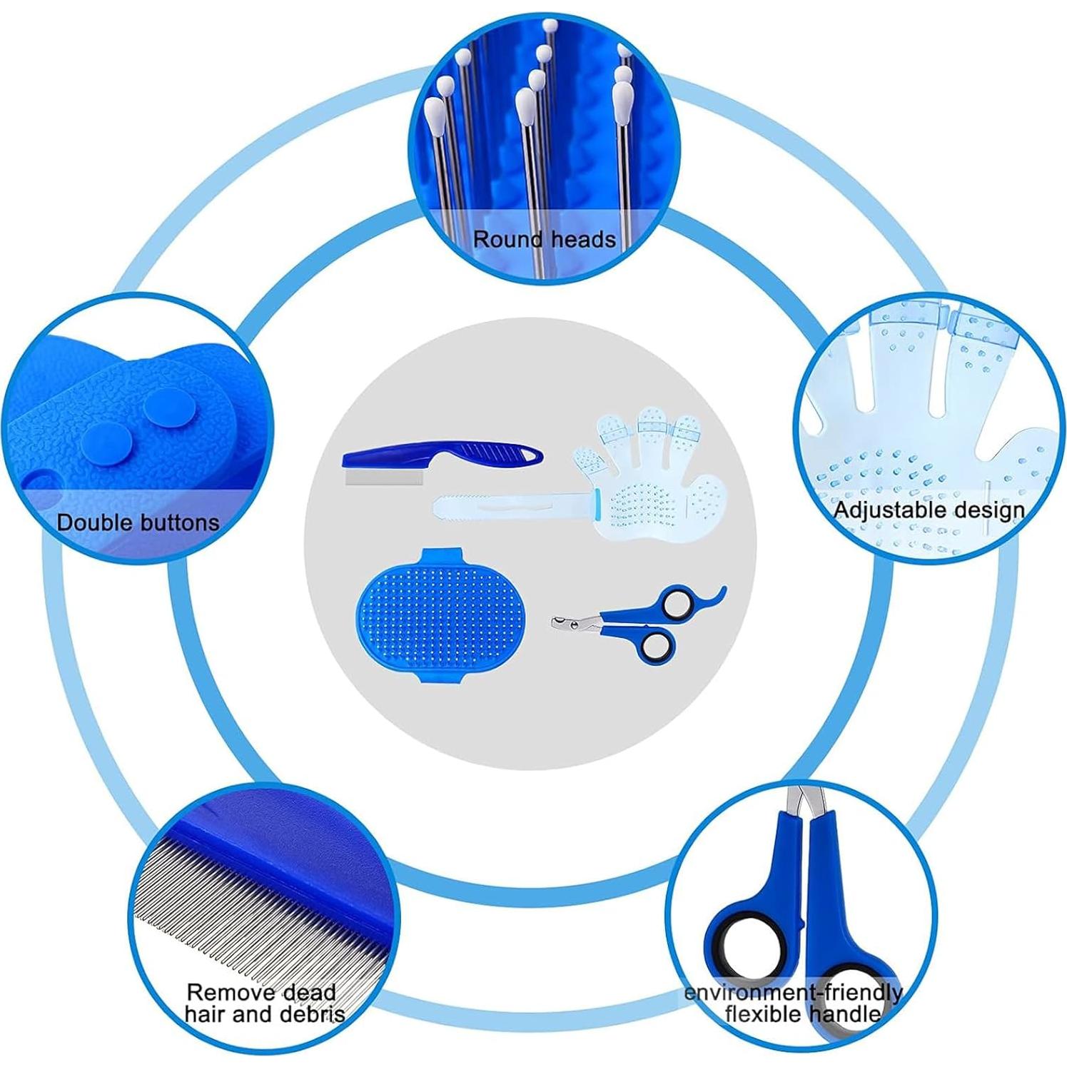 Kit de Aseo para Conejos Patelai - 4 Piezas Azul