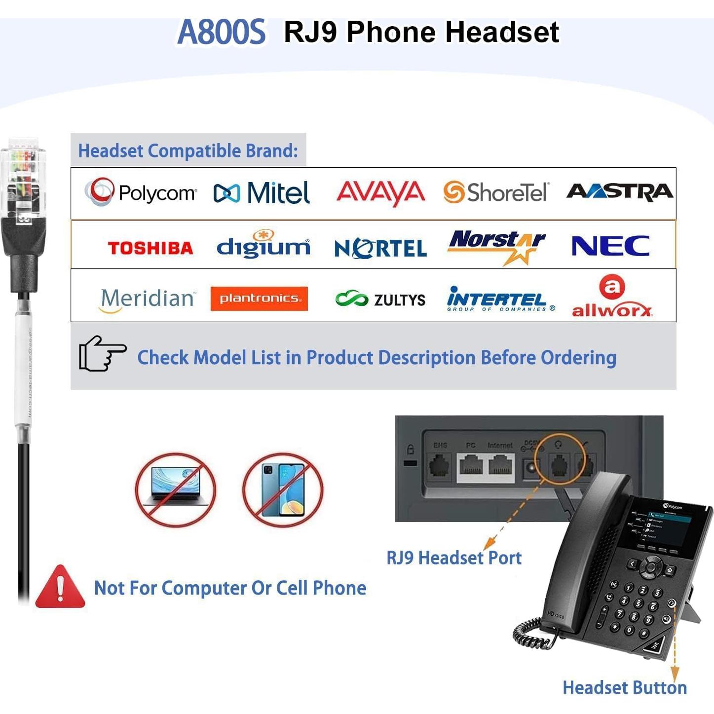 Auricular de Teléfono Arama RJ-800S Mono con Micrófono