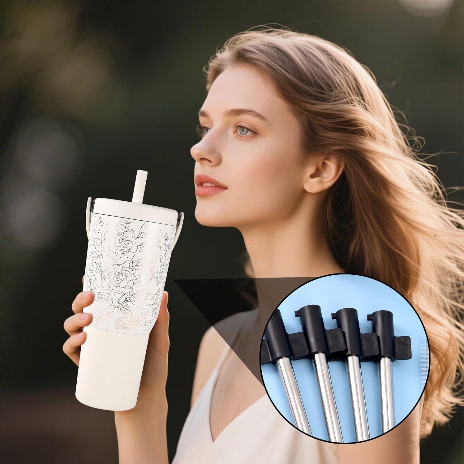 4 Pajitas Reutilizables Acero Inoxidable Lyreh 20cm con Cepillo