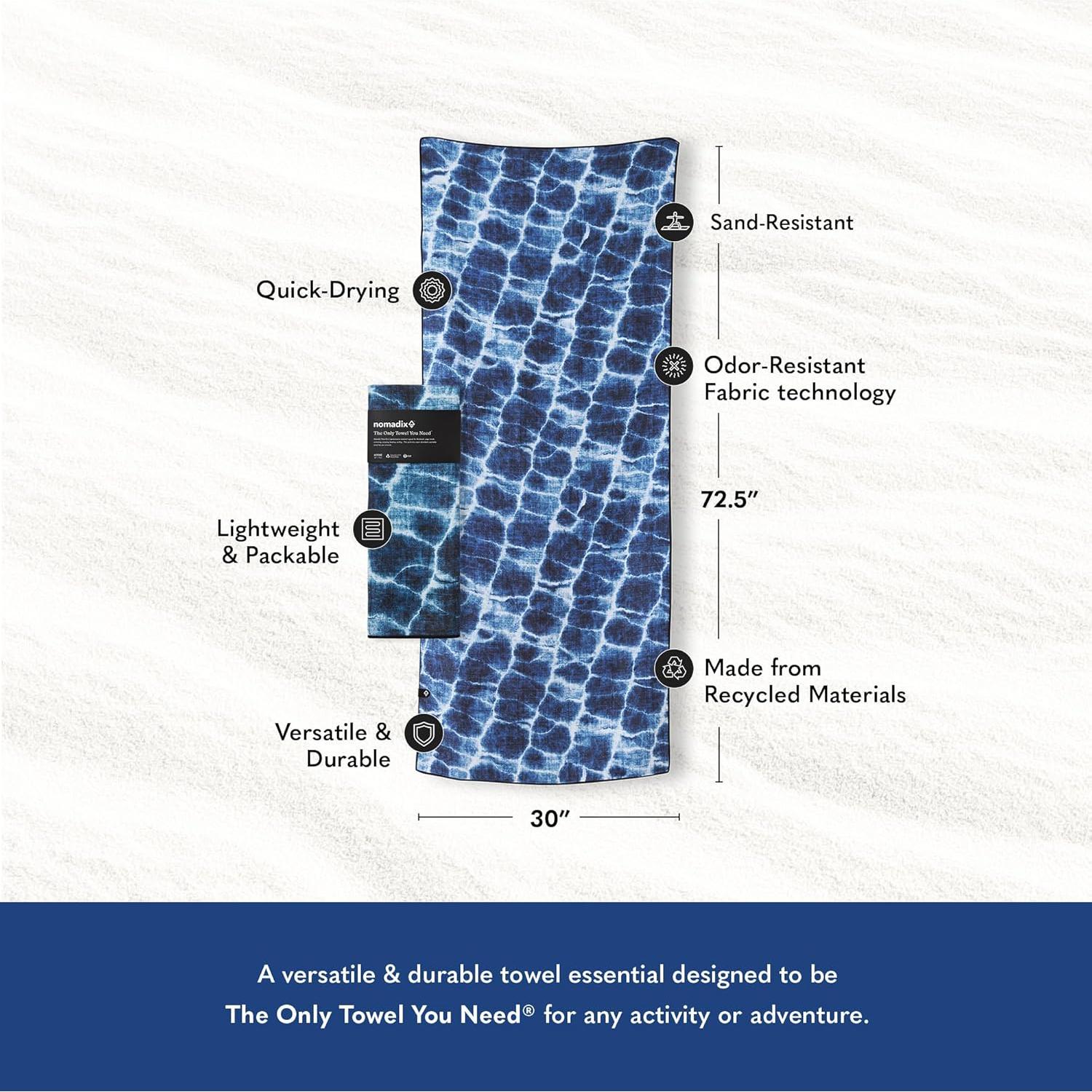 Toalla de Playa Nomadix Original Azul Aqua 183x76 cm Reciclada