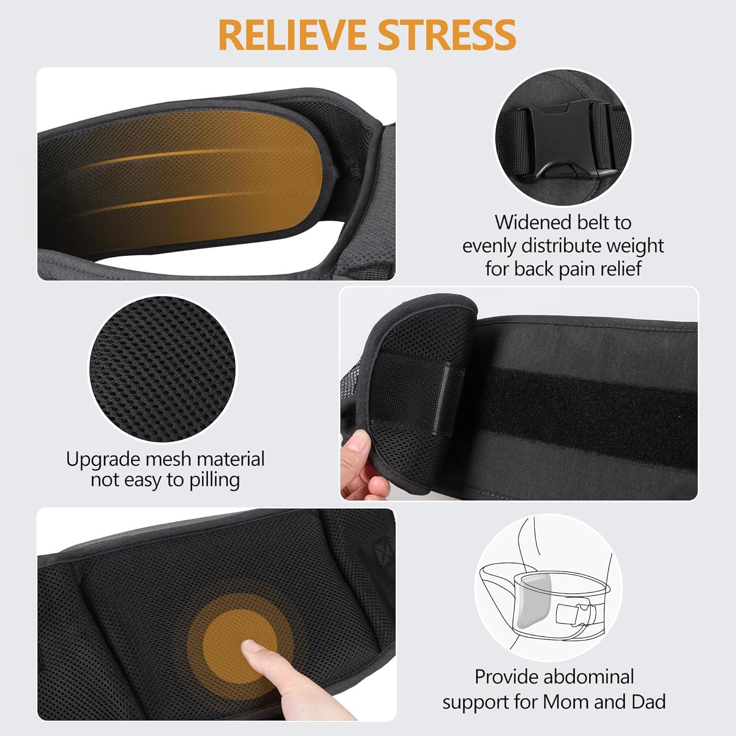 Portabebés Ergonómico de Cadera Negro para Bebés hasta 17.24 kg