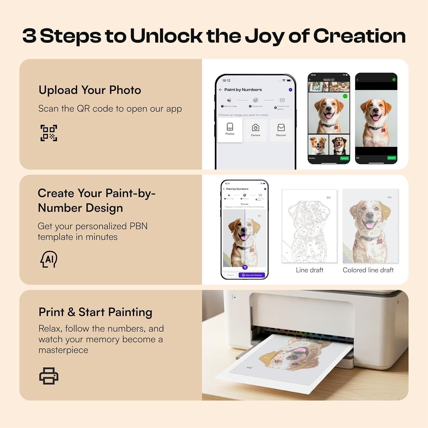 Kit de Pintura por Números Caydo para Adultos - 3 Lienzos A4 y 60 Acrílicos