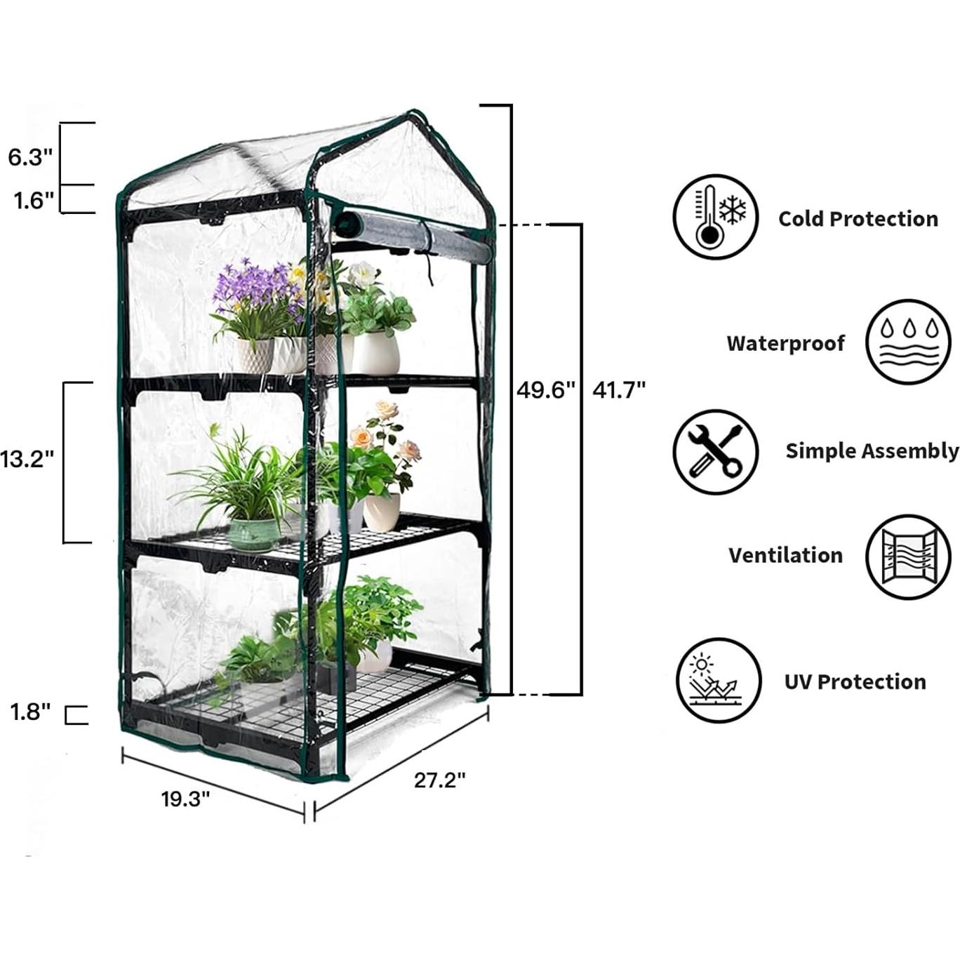 Invernadero Mini 3 Niveles GreenGiggle PVC 68.6x48.3x124.5cm