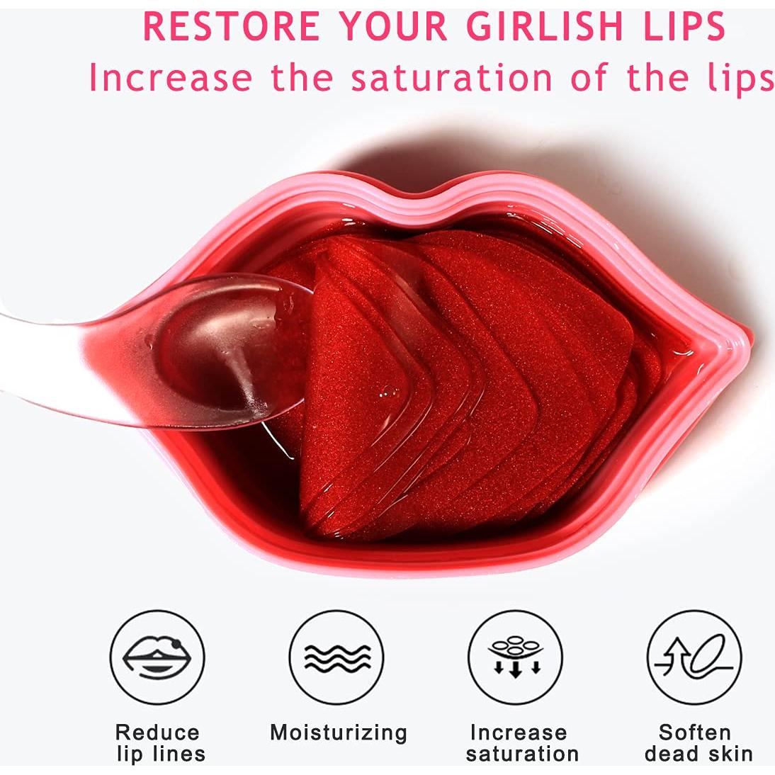 Mascarillas Labiales VEZE 20 Pcs Hidratantes Colágeno Rosa