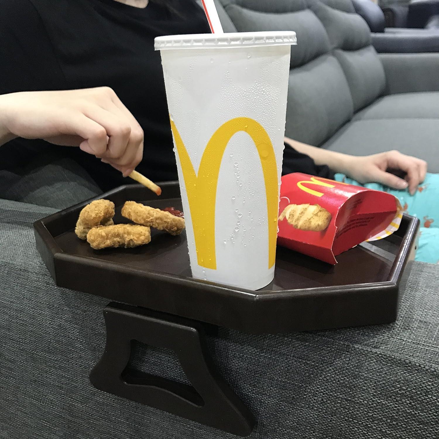 Mesa de Clip para Sofá Xchouxer, Bandeja Reposabrazos Marrón