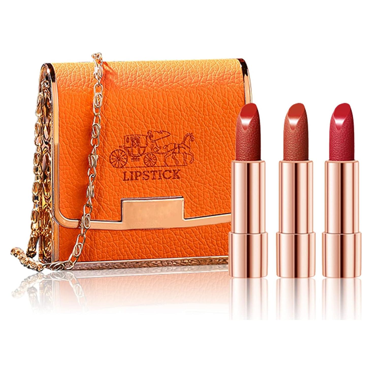 Juego de 3 Labiales Mate Newvenper - Rojo Brillante, Naranja, Tomate