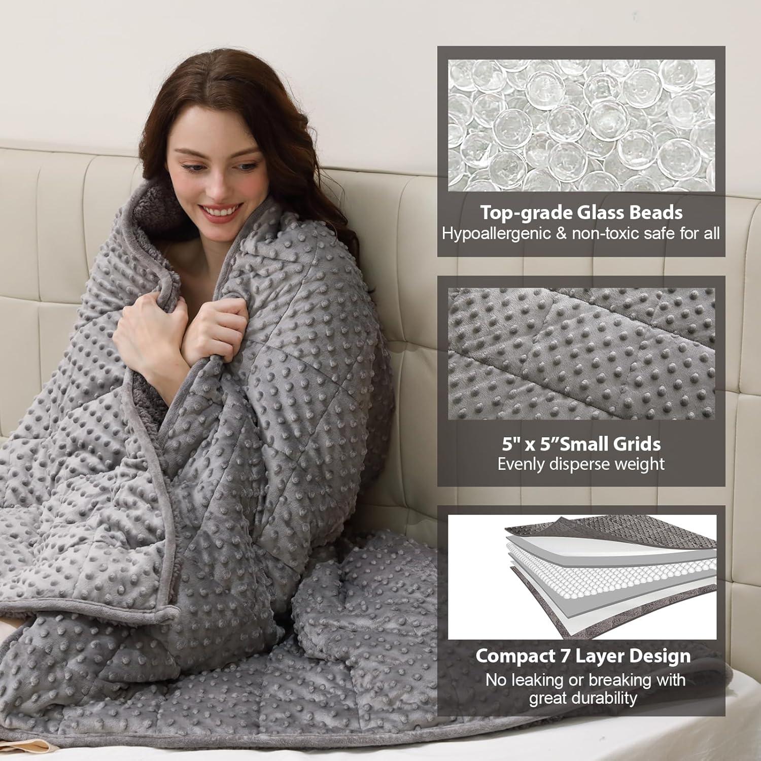 Manta con peso UINIU Minky Dot 6.8 kg 121.9x182.9 cm Gris