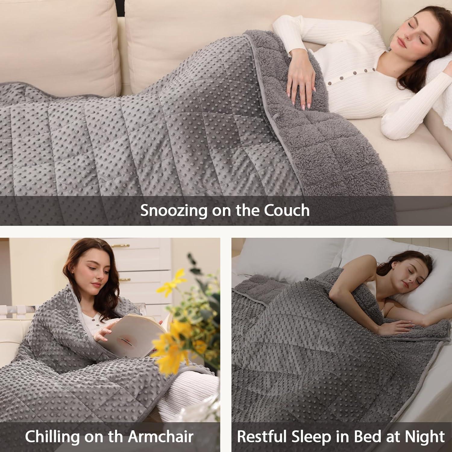 Manta con peso UINIU Minky Dot 6.8 kg 121.9x182.9 cm Gris