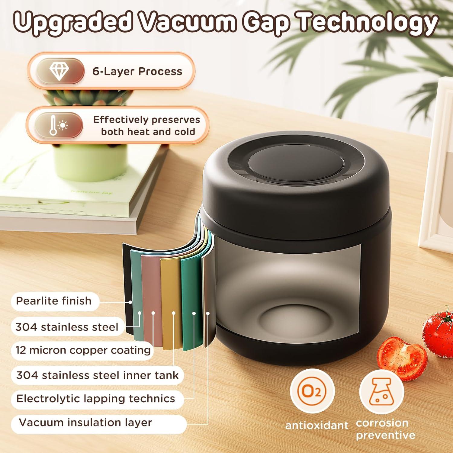 Termo Aislado para Comida Caliente JSCARES 12oz Negro