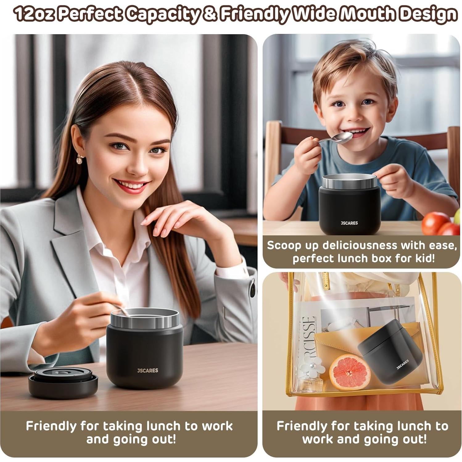 Termo Aislado para Comida Caliente JSCARES 12oz Negro