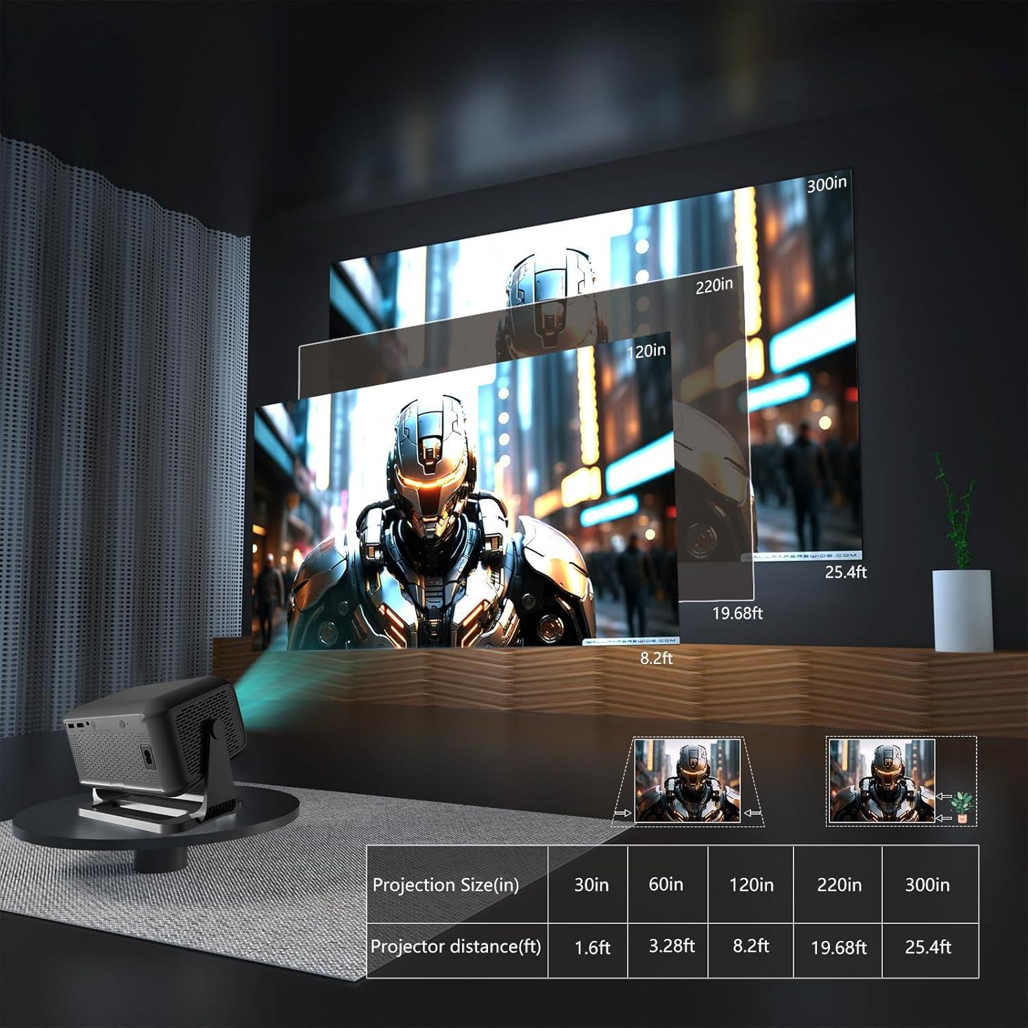 Proyector Portátil NRKDUBQ 1080P WiFi Bluetooth Netflix Gris