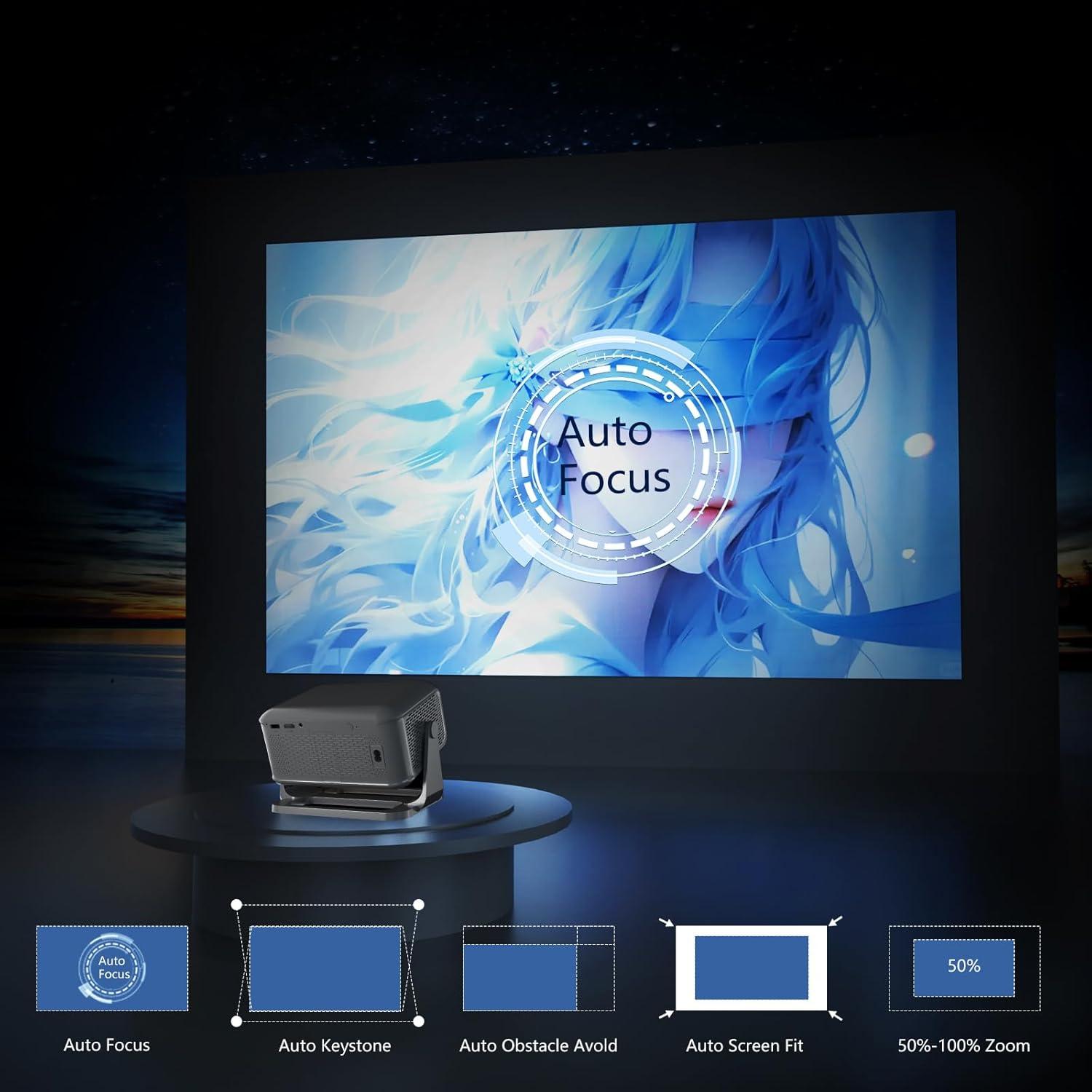 Proyector Portátil NRKDUBQ 1080P WiFi Bluetooth Netflix Gris