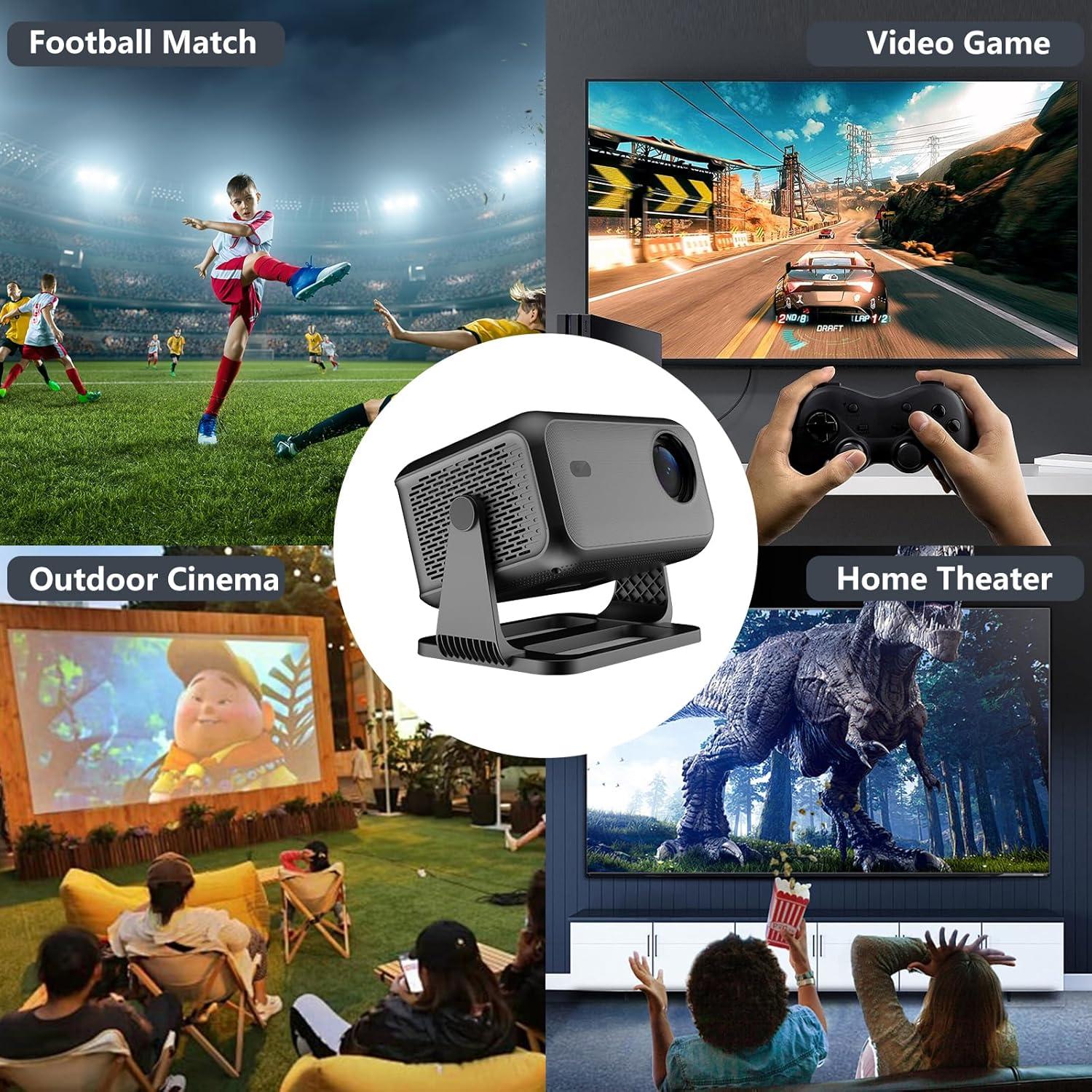 Proyector Portátil NRKDUBQ 1080P WiFi Bluetooth Netflix Gris