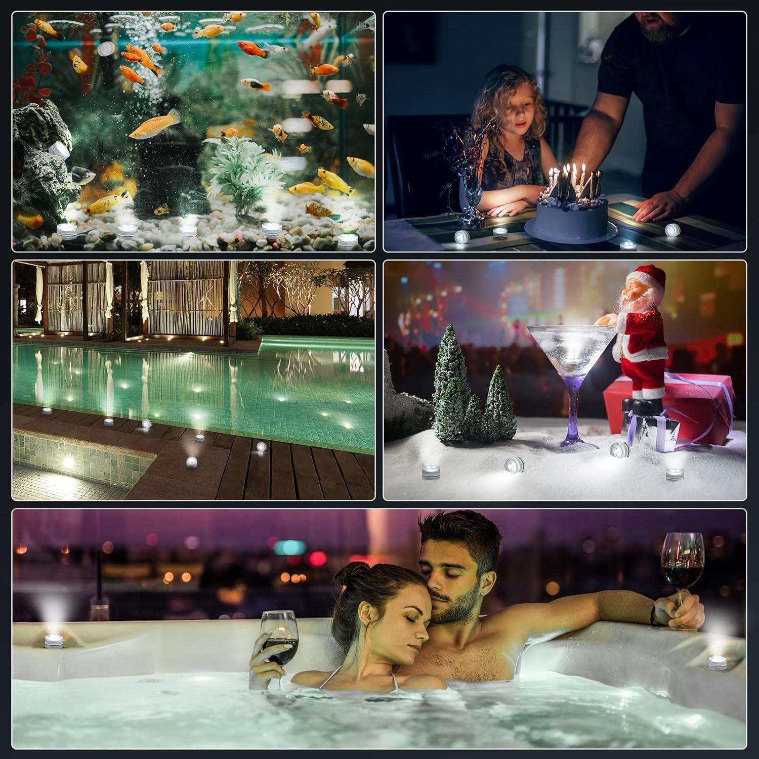 Luz LED Sumergible RGBW 12 PCS con Control Remoto