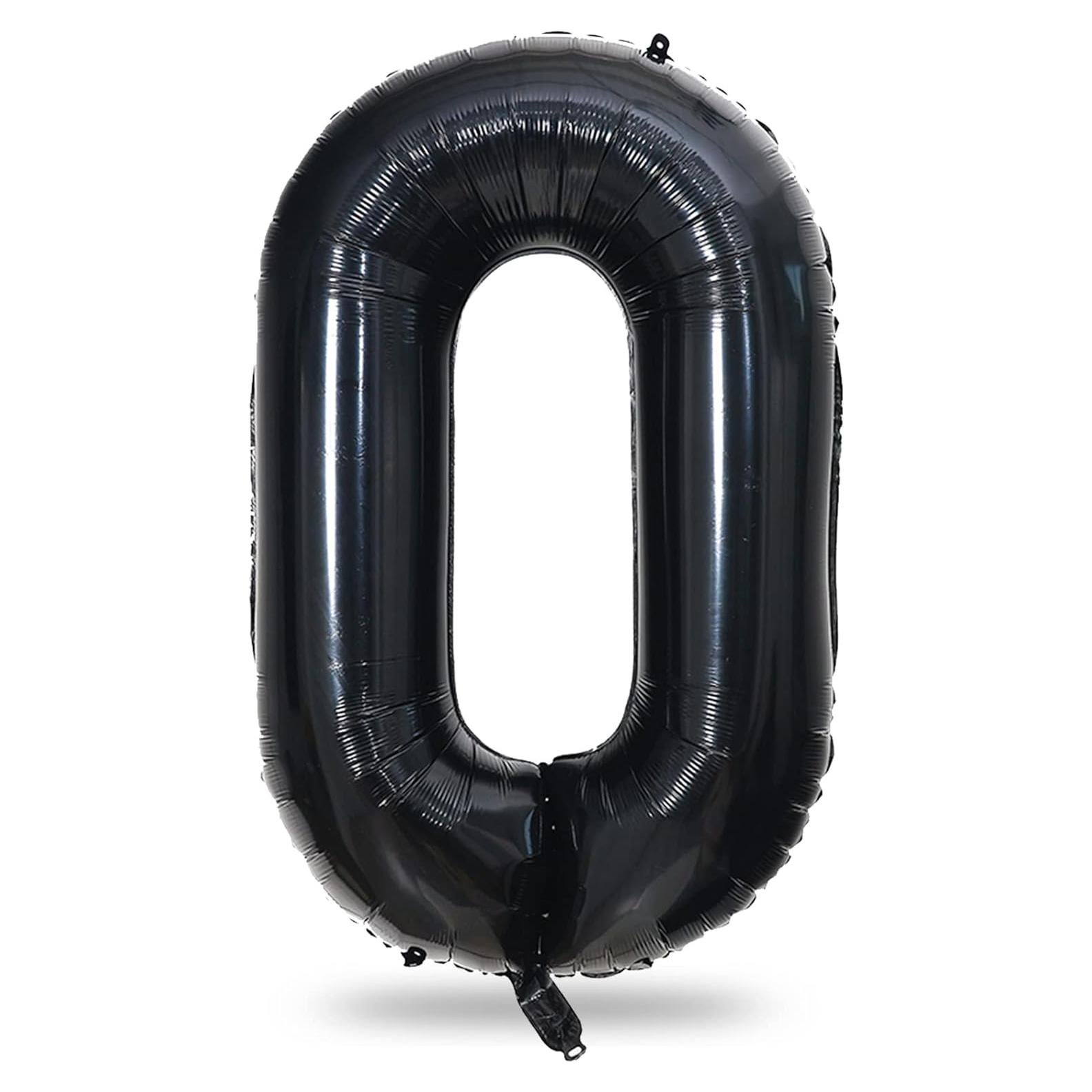 Globo de Foil Gigante N° 0 Negro 40 cm para Fiestas