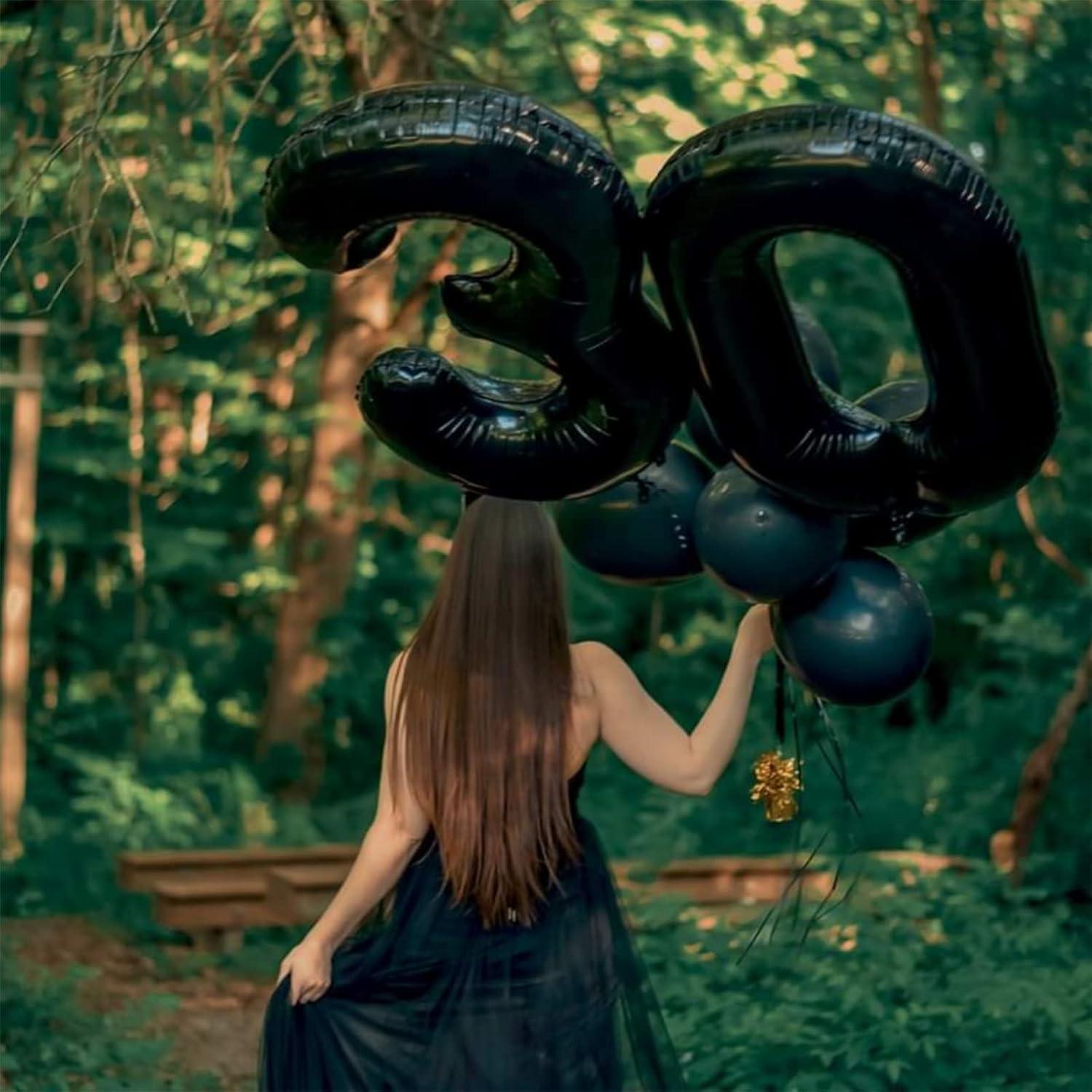 Globo de Foil Gigante N° 0 Negro 40 cm para Fiestas