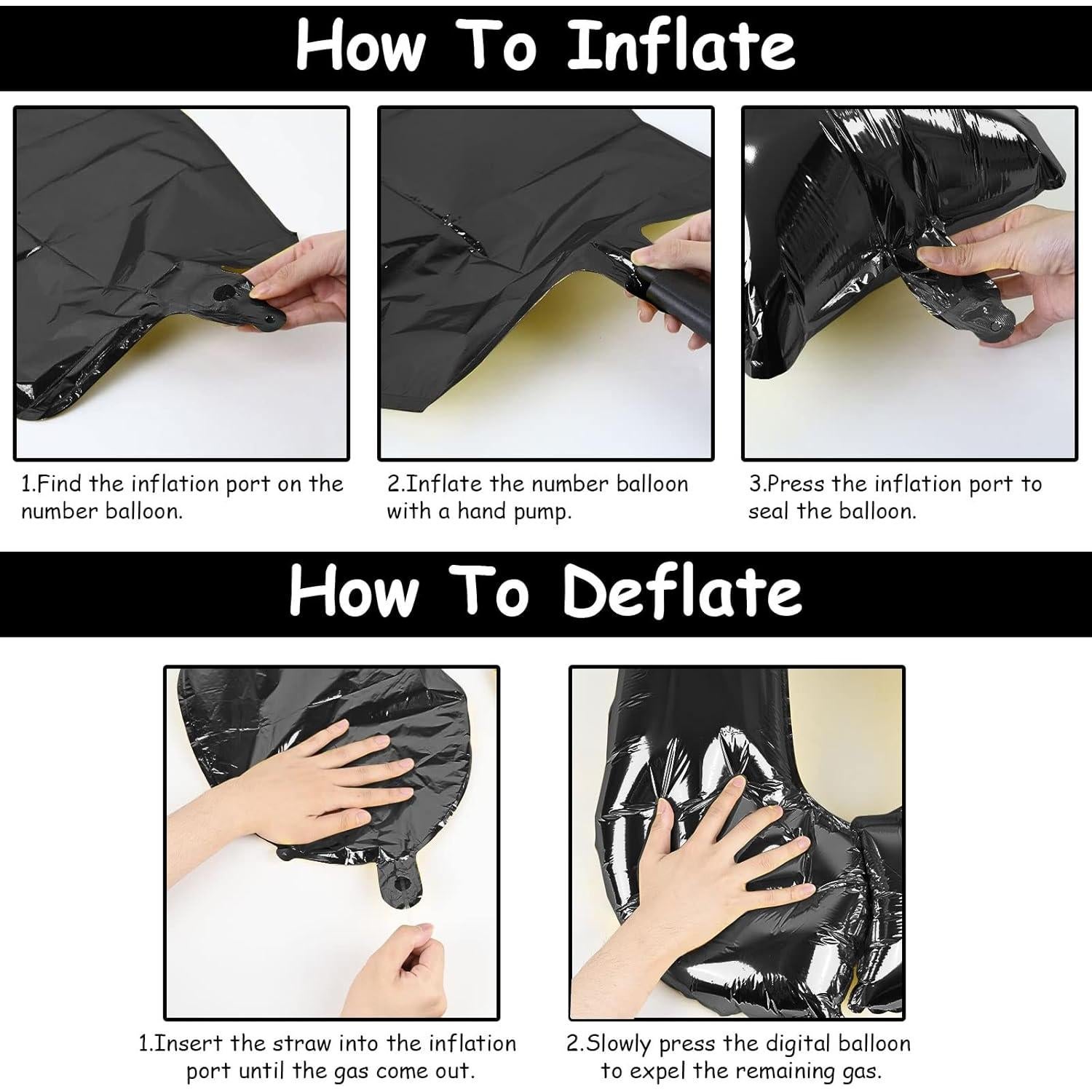 Globo de Foil Gigante N° 0 Negro 40 cm para Fiestas