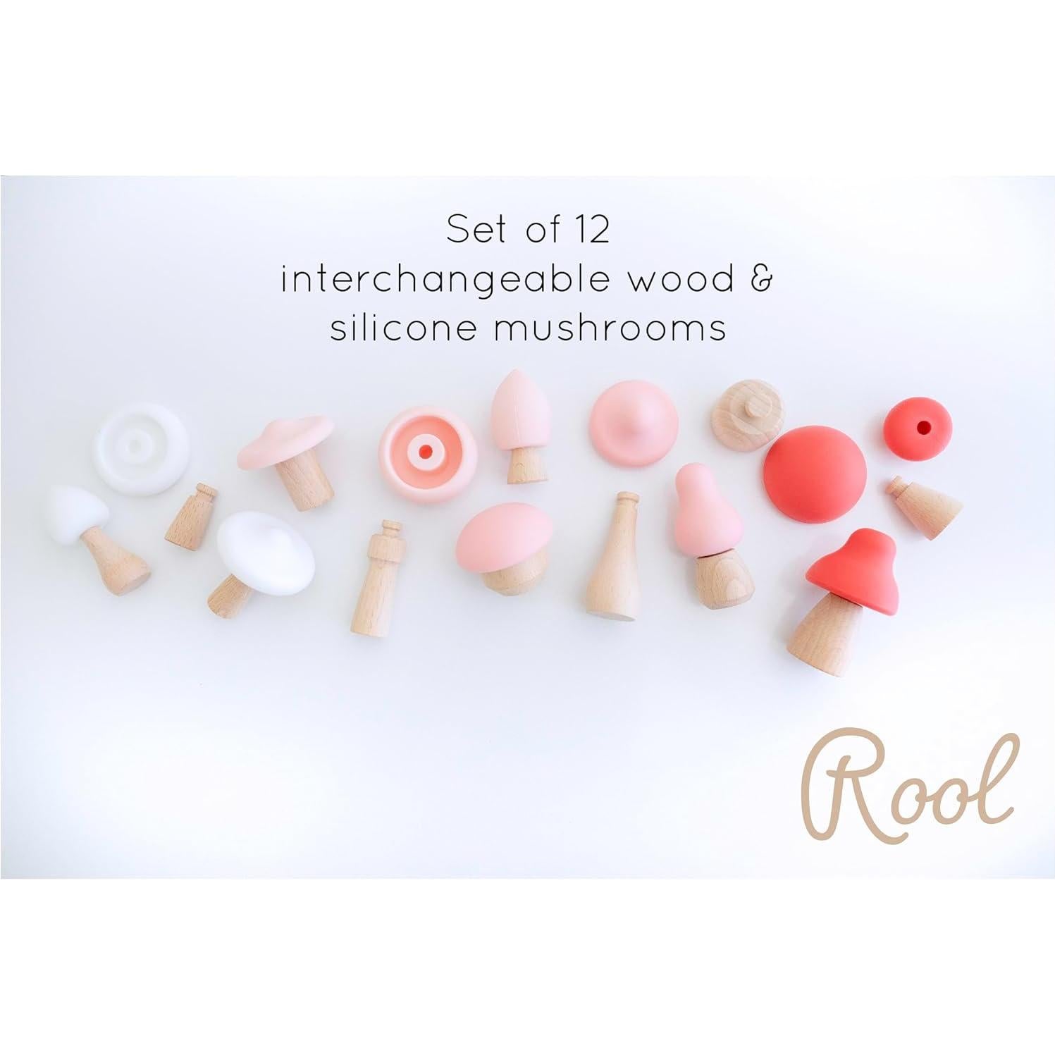 Juego de Decoración de Mesa de Hongos de Madera Linda Lowe - 12 Piezas