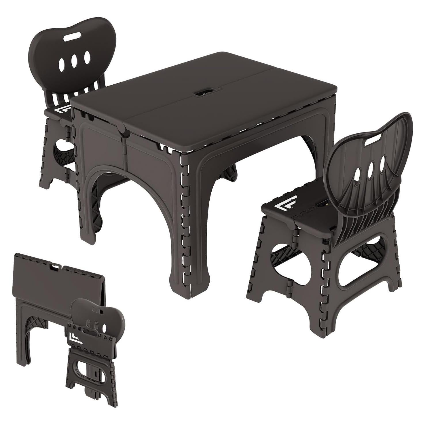 Conjunto de Mesa y Sillas Plegables UNICOO para Niños - Espresso