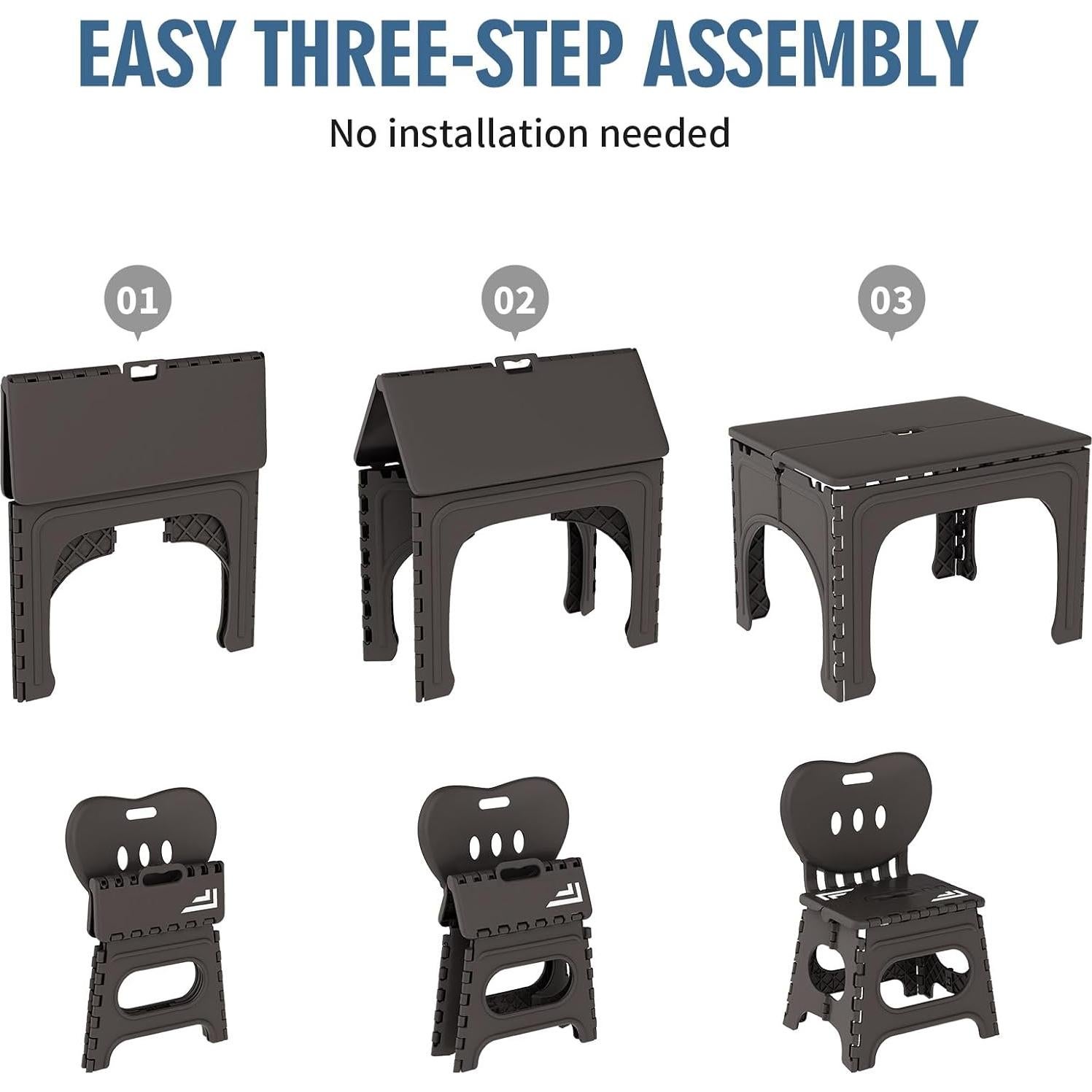 Conjunto de Mesa y Sillas Plegables UNICOO para Niños - Espresso