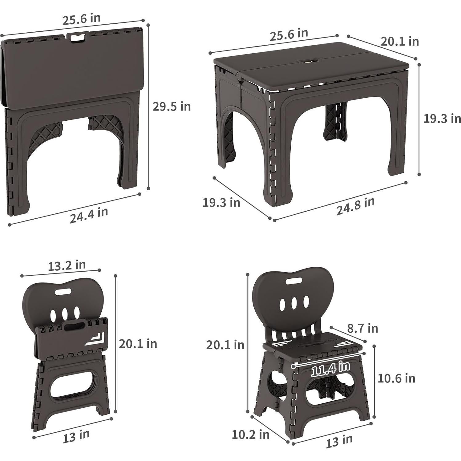 Conjunto de Mesa y Sillas Plegables UNICOO para Niños - Espresso