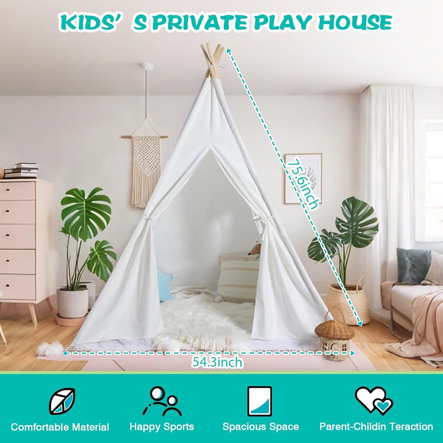 Tienda Teepee Blanca Sumbababy para Niños - 138x192 cm