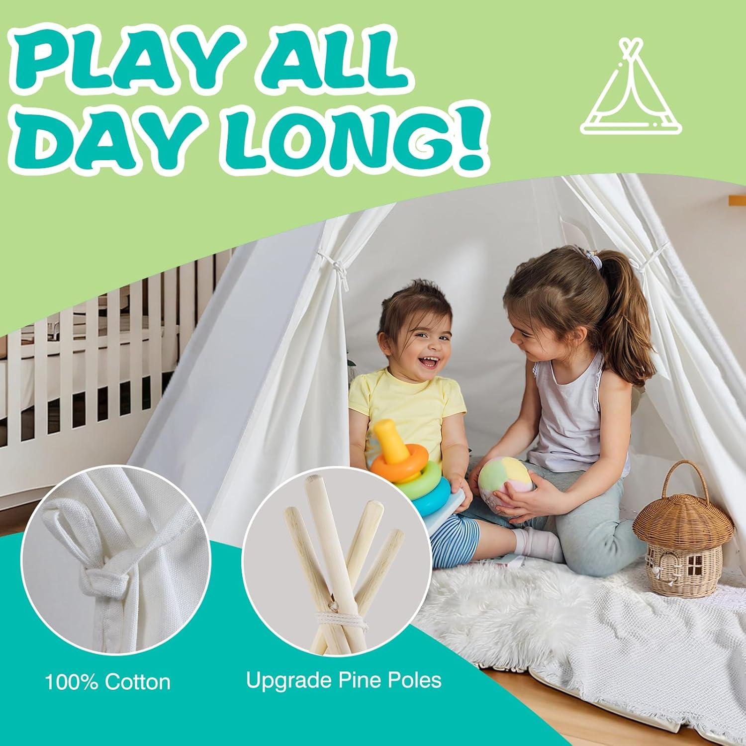 Tienda Teepee Blanca Sumbababy para Niños - 138x192 cm