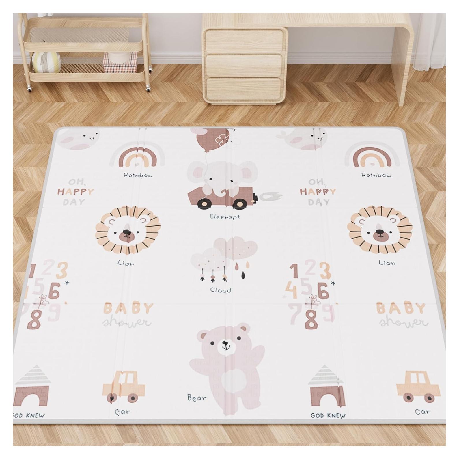 Alfombra de Juego para Bebés JIQIHEYI 150x150 cm Reversible