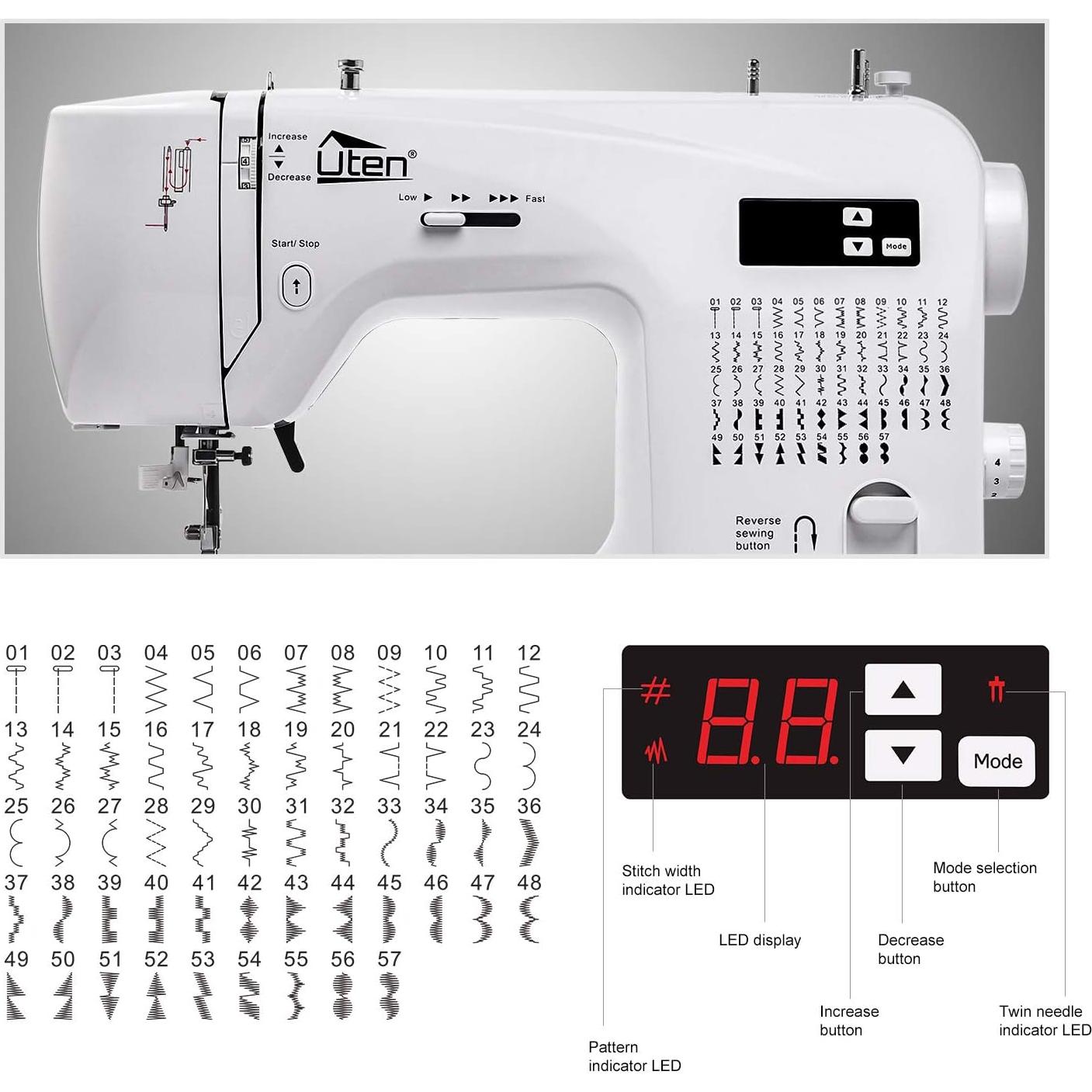 Máquina de Coser Computarizada Uten 2200 con 60 Puntadas