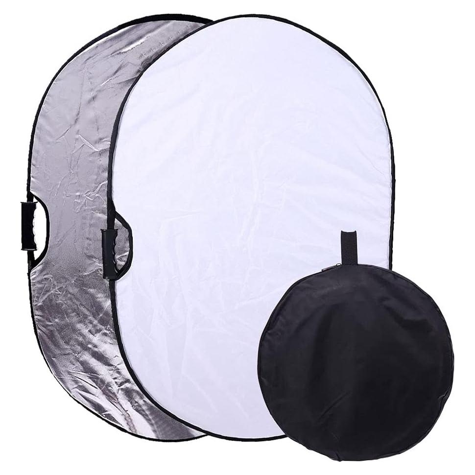 Reflector Ovalado Colapsable 2-en-1 TRUMAGINE 60x90cm Plata/Blanco