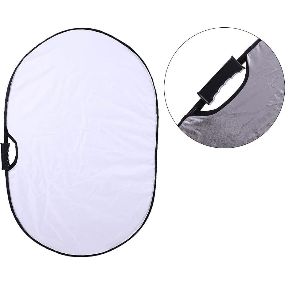 Reflector Ovalado Colapsable 2-en-1 TRUMAGINE 60x90cm Plata/Blanco