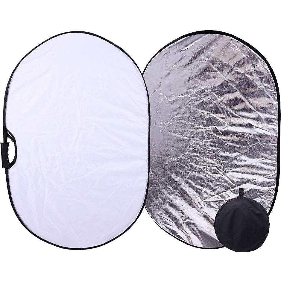 Reflector Ovalado Colapsable 2-en-1 TRUMAGINE 60x90cm Plata/Blanco
