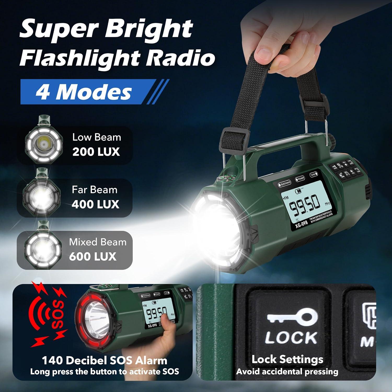Radio de Emergencia Rckskaya 5000mAh con Alerta NOAA y Linterna