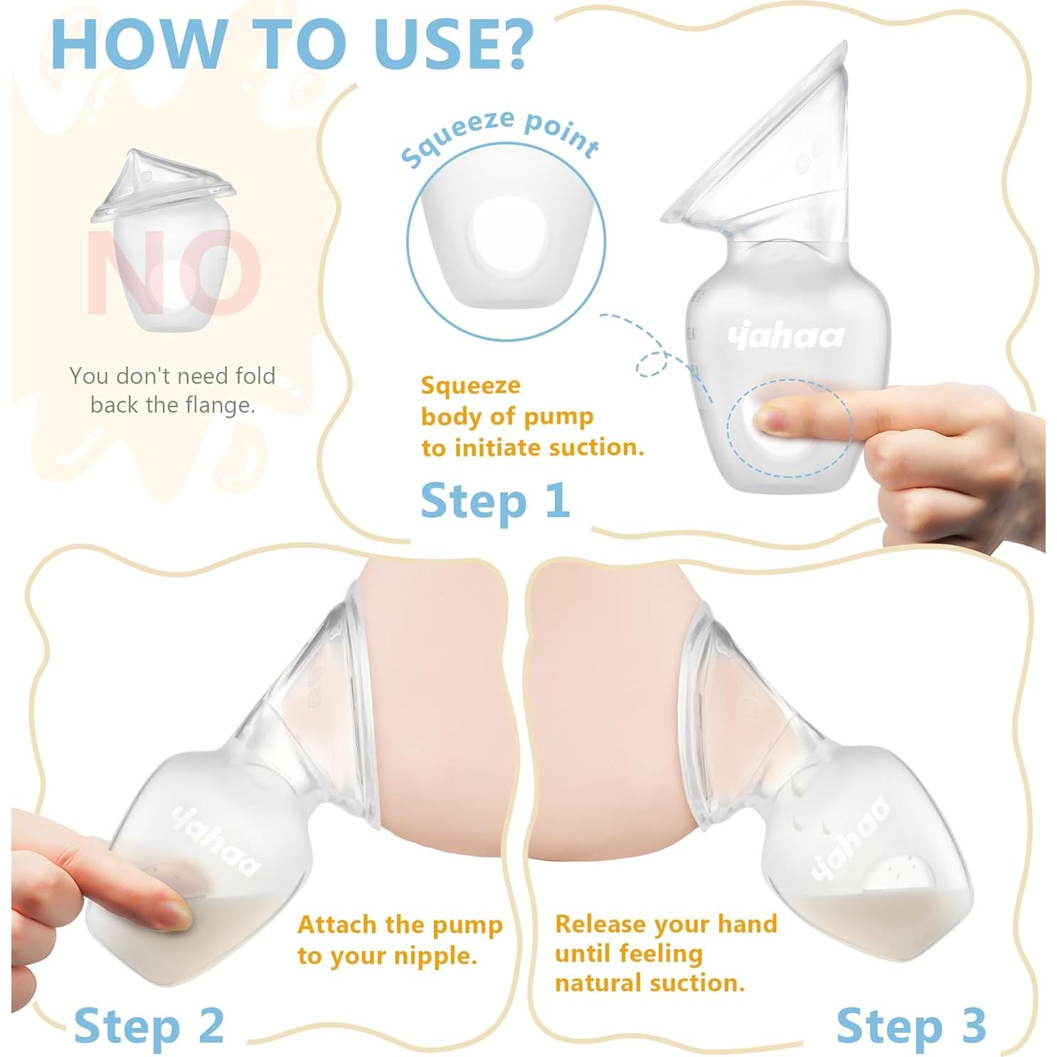 Bomba de Pecho Manual Yahaa 2 Sets 4oz Silicona Transparente