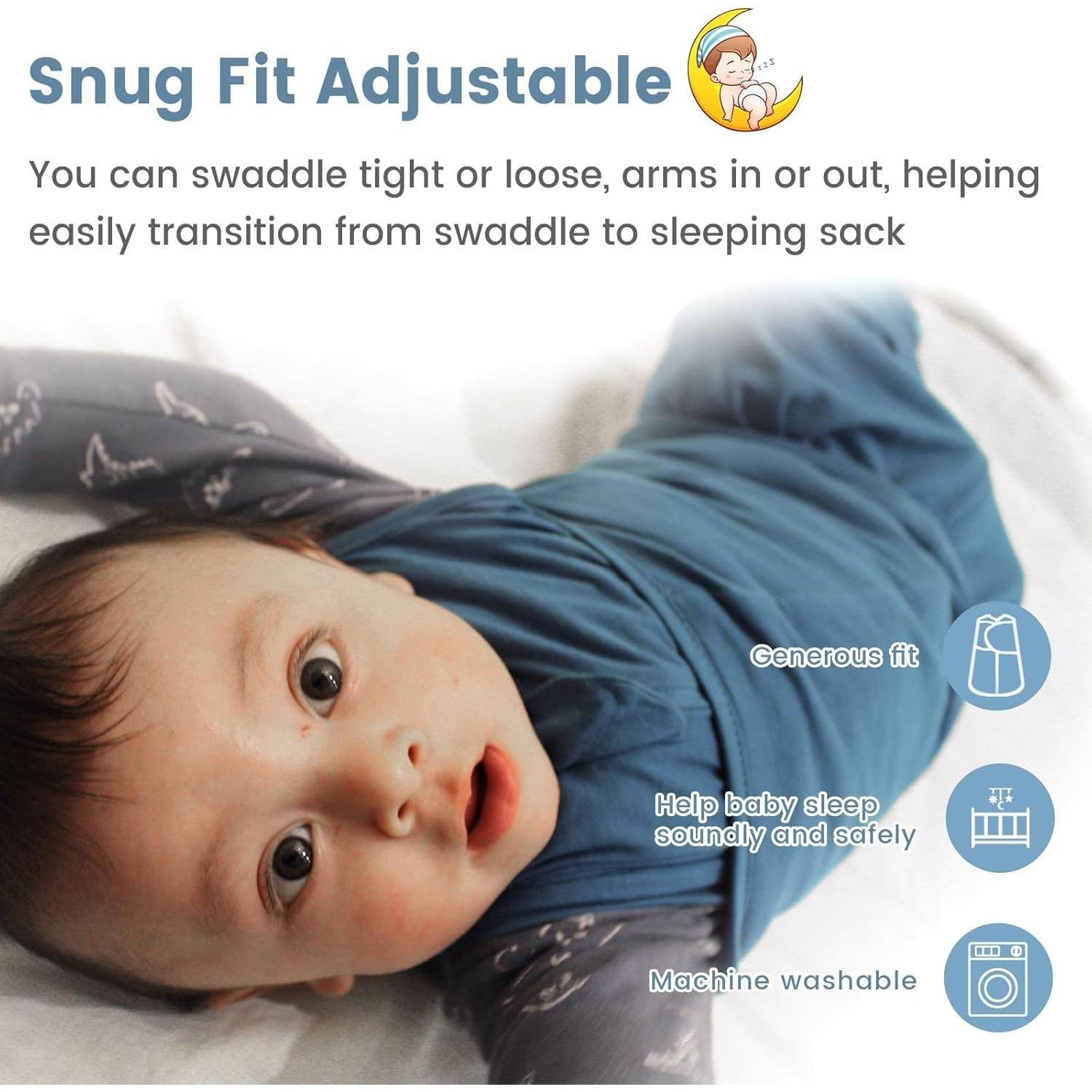 Saco de Sueño Swaddle ZIGJOY 0.5 TOG Algodón 0-6 Meses Azul