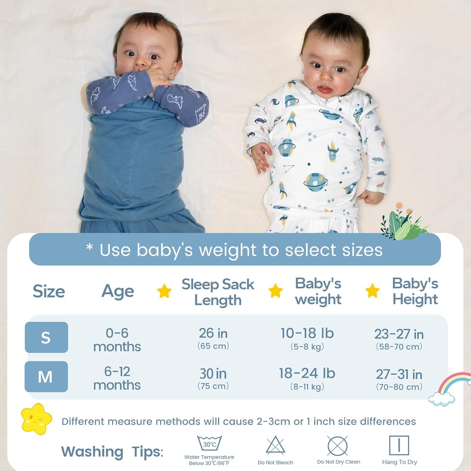 Saco de Sueño Swaddle ZIGJOY 0.5 TOG Algodón 0-6 Meses Azul