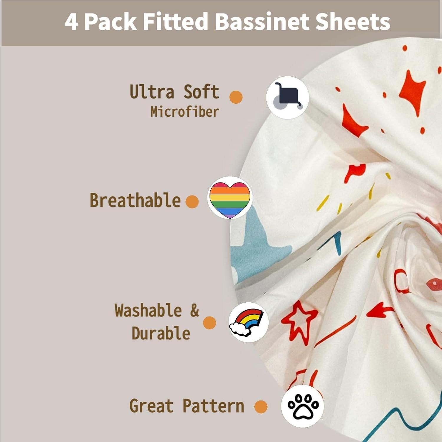 Paquete de 4 Sábanas Ajustadas para Cuna Haleeone Azul