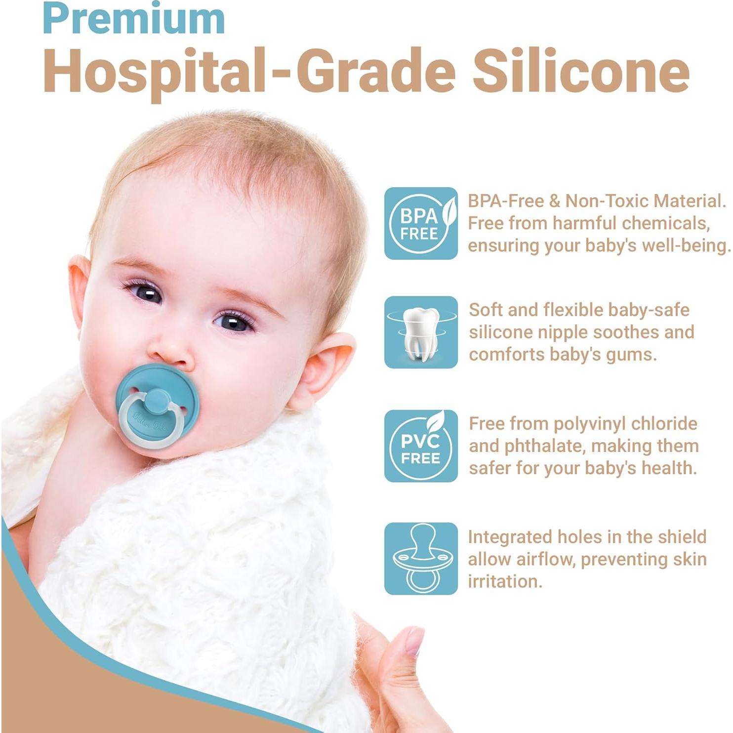 Chupetes de Silicona ButtonMe 0-6 Meses Sin BPA - Paquete de 2