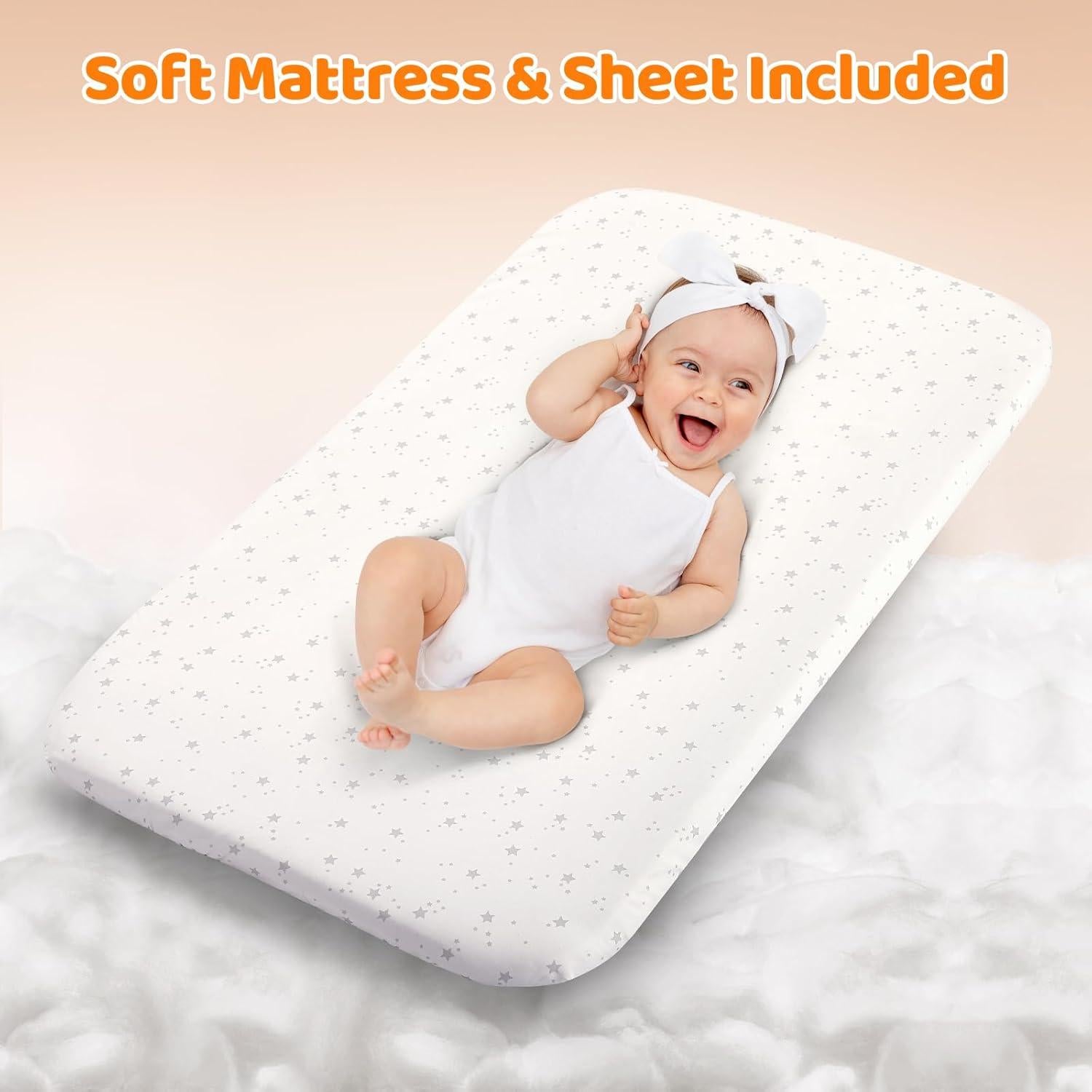 Cuna Mecedora 3-en-1 Ezebaby Gris Oscuro con Ruedas