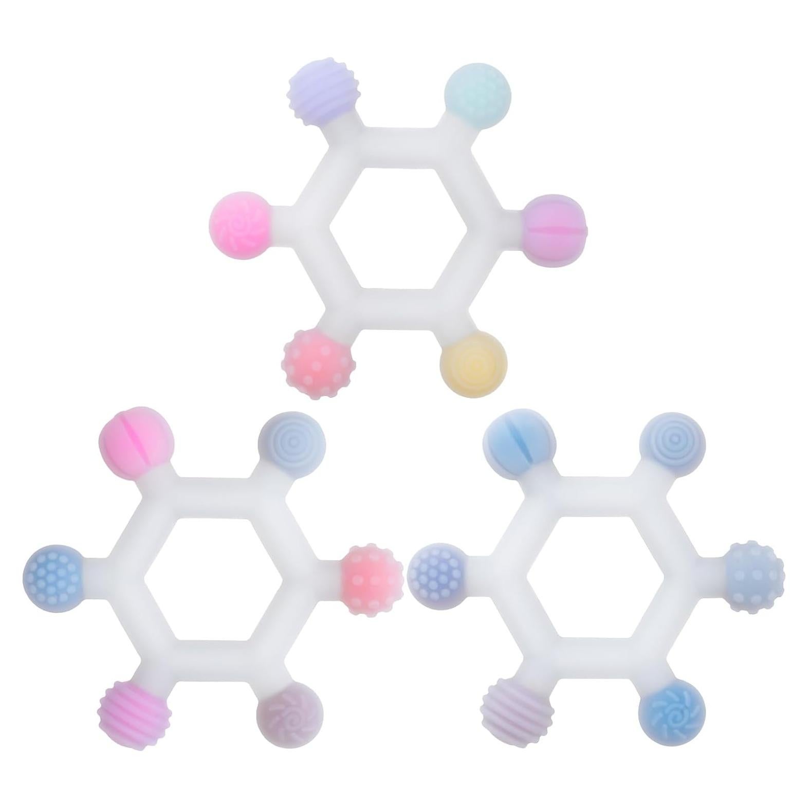 Paquete de 3 Juguetes de Dentición Coloridos de Silicona BPA Free