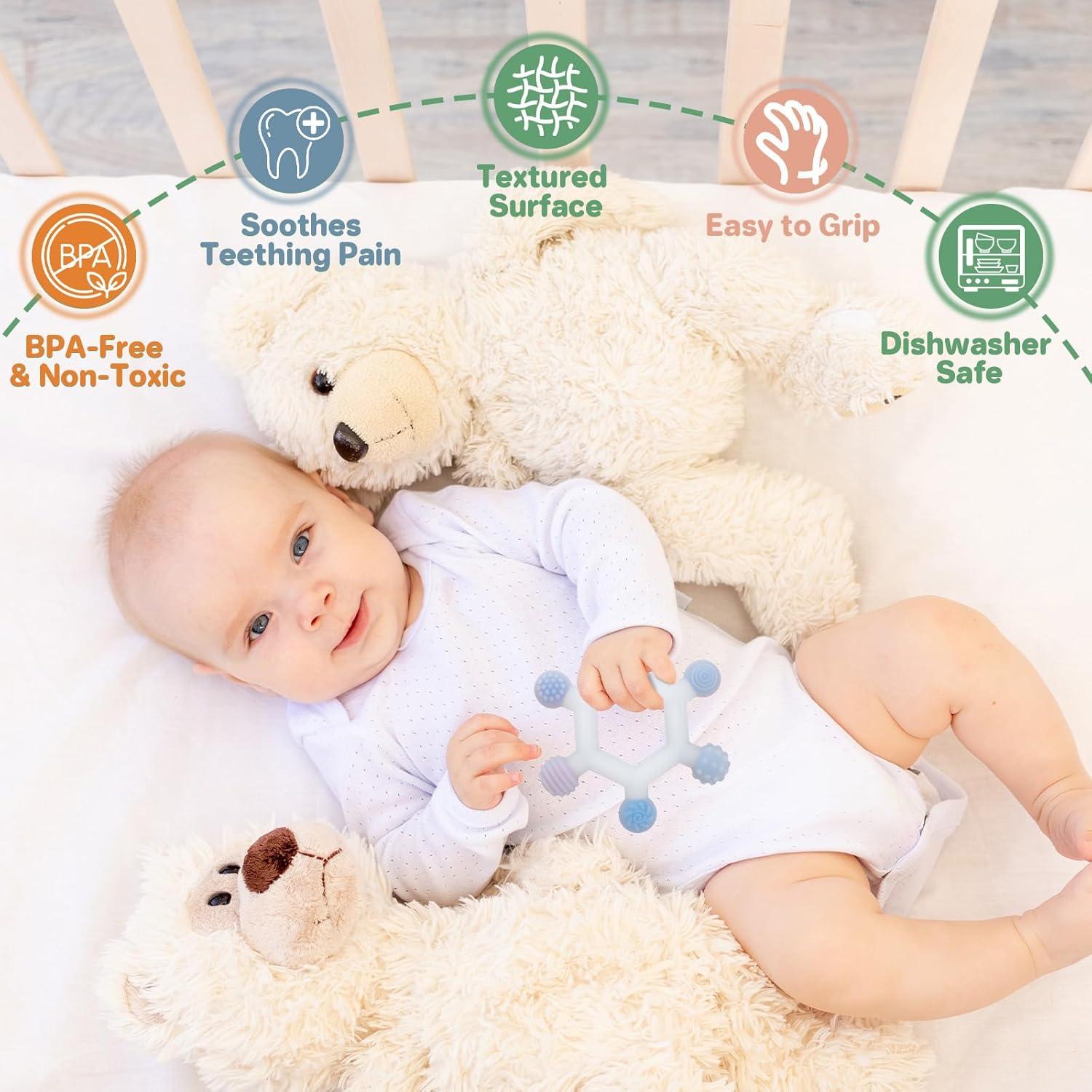 Paquete de 3 Juguetes de Dentición Coloridos de Silicona BPA Free