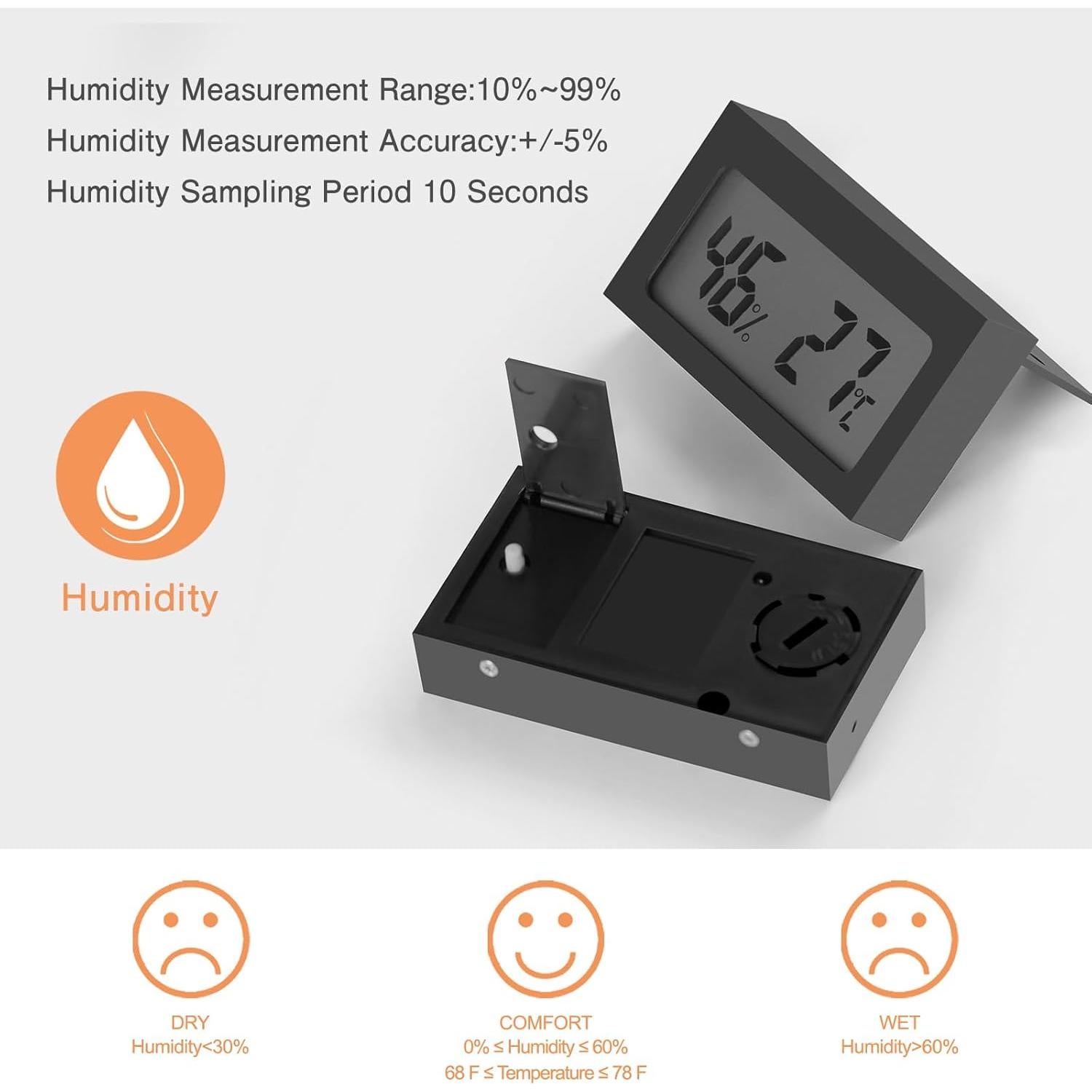 Higrómetro Digital SEISSO con Pantalla LCD - 4 Paquete