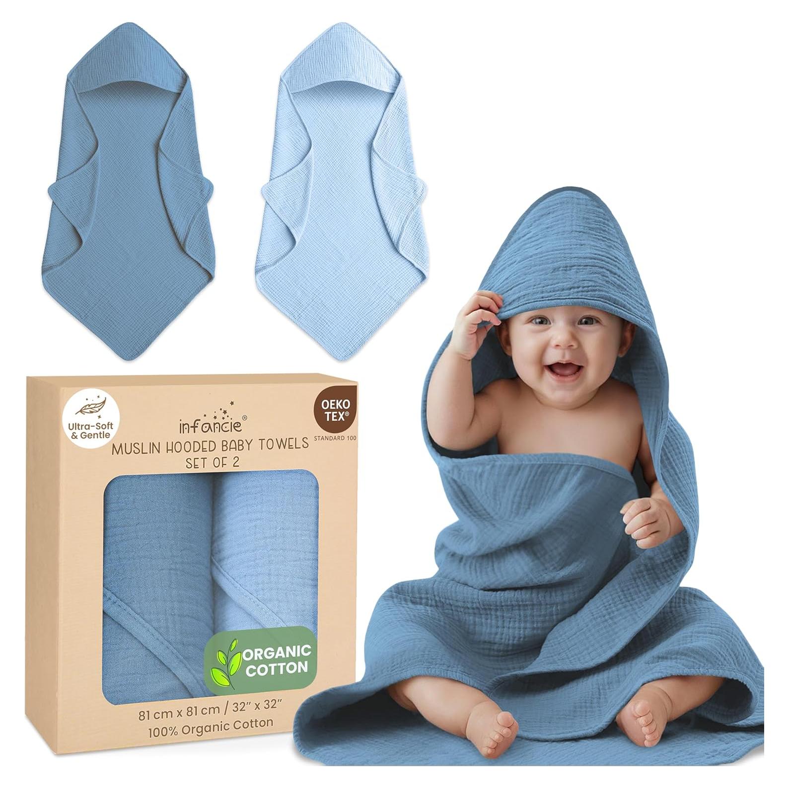 Toallas de Baño con Capucha Infancie - 2 Piezas Algodón Orgánico 81x81 cm