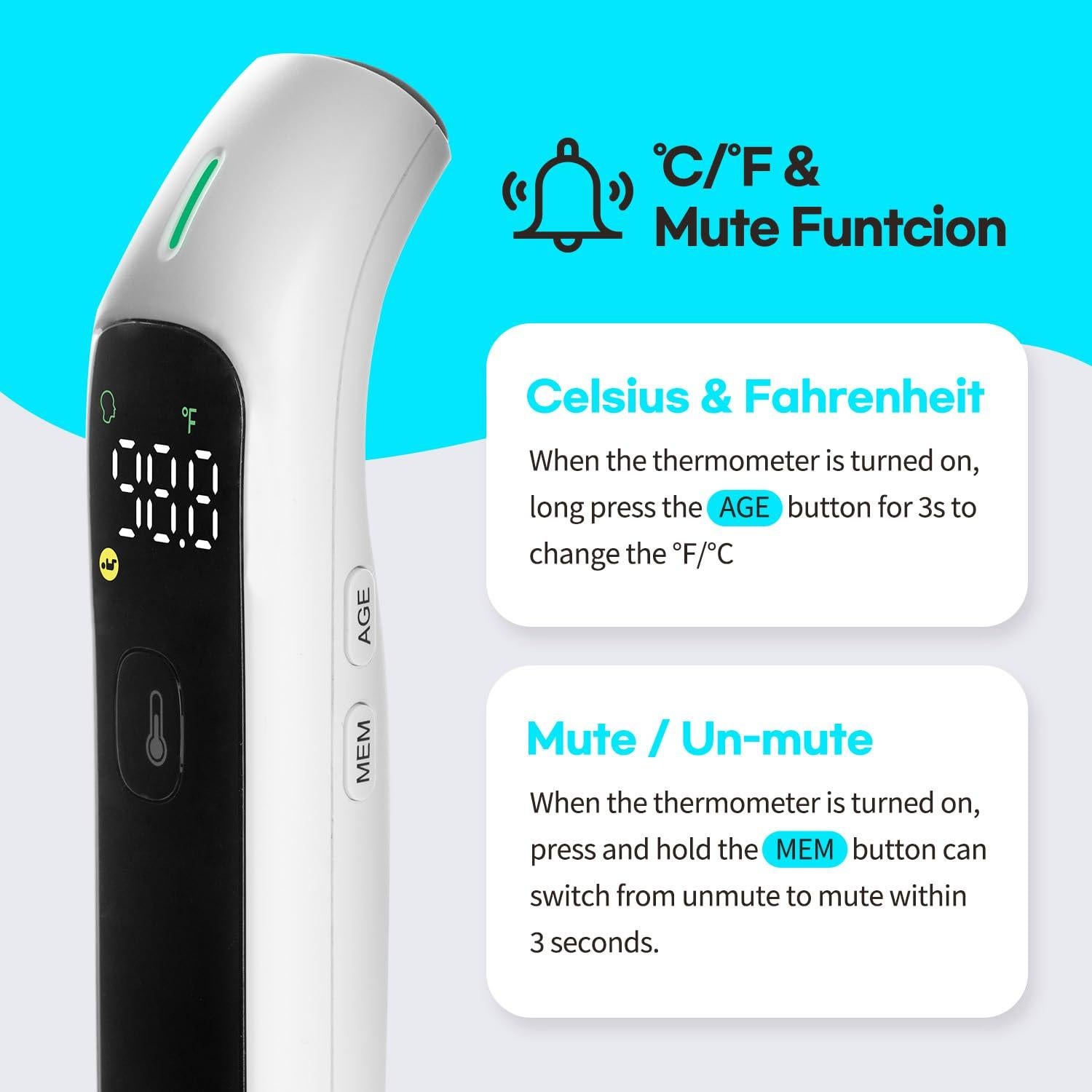 Termómetro Infrarrojo Sin Contacto HubiBaby FC-IR207 LED